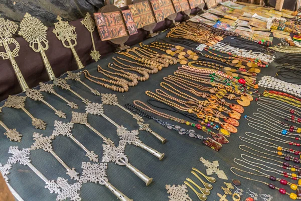 Tana Ethiopia April 2019 Religious Items Sale Souvenir Stalls Zege — Stockfoto