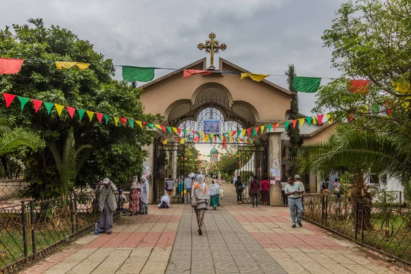 Addis Ababa Ethiopia April 2019 Gate Medhane Alem Cathedral Addis — Fotografia de Stock