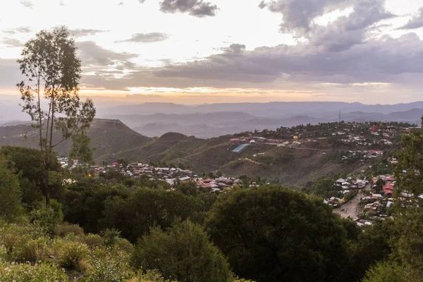 Zonsondergang Luchtfoto Van Lalibela Ethiopië — Stockfoto