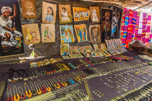 Tana Ethiopia April 2019 Religious Items Sale Souvenir Stalls Zege — ストック写真