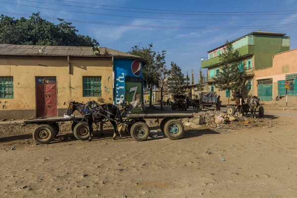 Mekele Ethiopia March 2019 Horse Carriages Street Mekele Ethiopia — Stockfoto