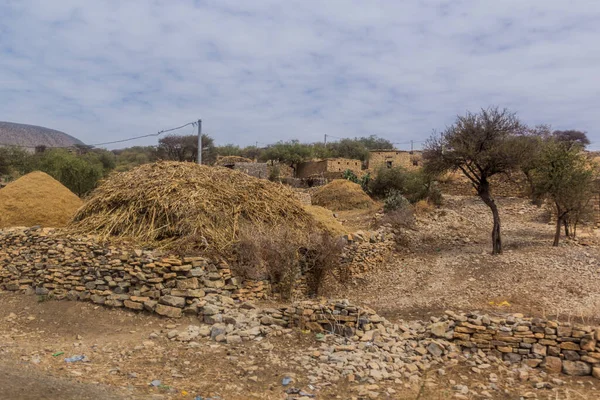 Simple huts of an Afar tribe settlement, Ethiopia.