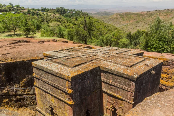 Aziz George Bet Giyorgis Lalibela Etiyopya Kaya Yontulmuş Kilise — Stok fotoğraf