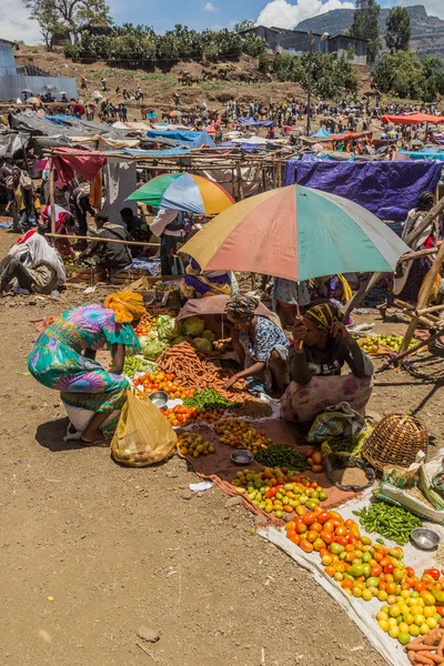 Lalibela Ethiopia March 2019 Vegetable Sellers Saturday Market Lalibela Ethiopia — ストック写真