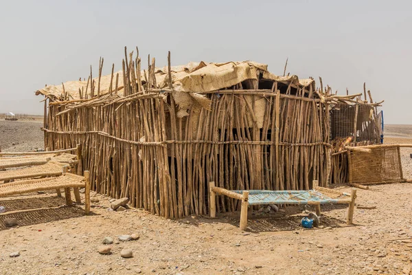 Cabane Simple Hamed Ela Peuplement Tribu Afar Dans Dépression Danakil — Photo