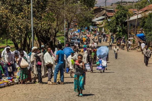 Lalibela Ethiopia March 2019 Crowded Street Center Lalibela Ethiopia — Stock fotografie