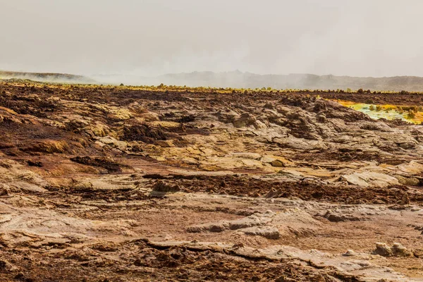 Desolate Volcanic Landscape Dallol Danakil Depression Ethiopia — Stock Photo, Image