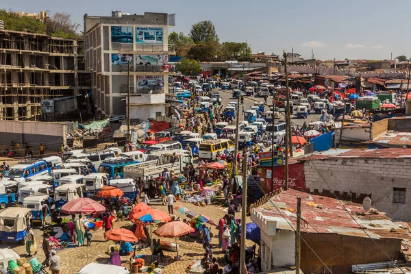 Harar Ethiopia April 2019 Aerial View Road Traffic Market Harar — Stock fotografie