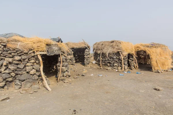 Dodom Village Sous Volcan Erta Ale Dans Dépression Afar Ethiopie — Photo