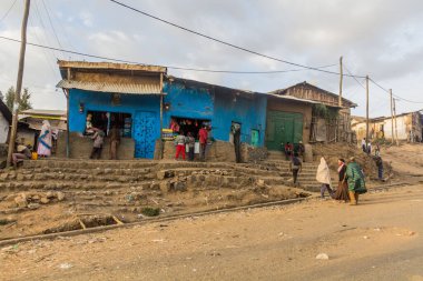DEBARK, ETHIOPIA - 17 Mart 2019: Debark Town, Etiyopya