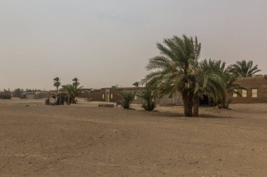 Sudan, Abri yakınlarındaki Nil nehrindeki kumlu bir adada Nubian köyü.