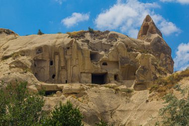 Türkiye 'nin Kapadokya kentindeki bir mağara kilisesinin kalıntıları