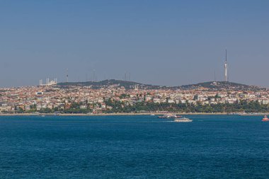 İstanbul 'daki Boğaz manzarası ve şehrin Asya yakası, Türkiye