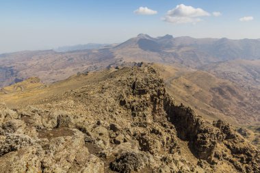 Etiyopya 'daki Bwahit Dağı' ndan Simien dağlarının manzarası