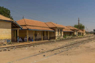 KHARTOUM, SUDAN - 7 Mart 2019: Sudan 'ın başkenti Hartum' daki eski bir tren istasyonunun görüntüsü