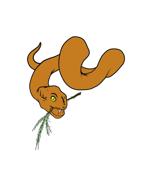 Çam dalları ile yılan — Stok Vektör
