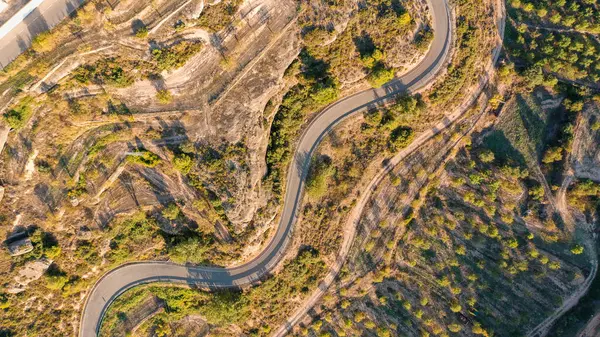 Vista Aérea Carretera Vacía Atardecer Temprano —  Fotos de Stock