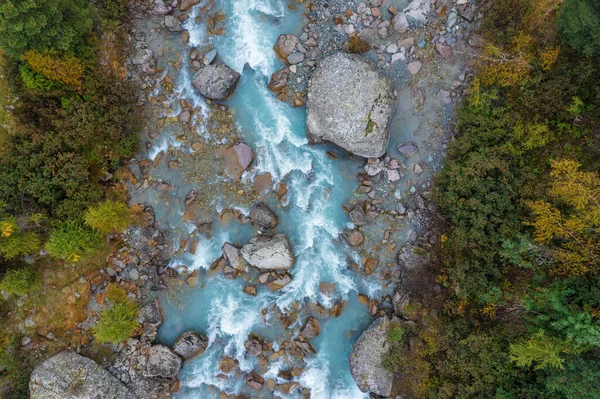 Drone Vista Del Fiume Ova Morteratsch Che Scorre Attraverso Val — Foto Stock