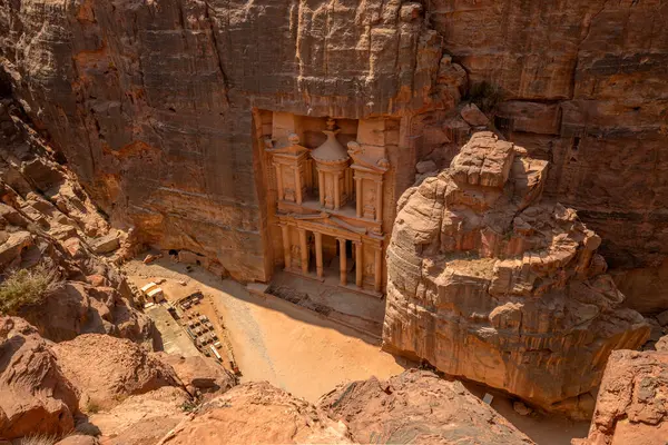 Khazne Firaun Muasoleum Vid Rock City Petra Jordanien — Stockfoto