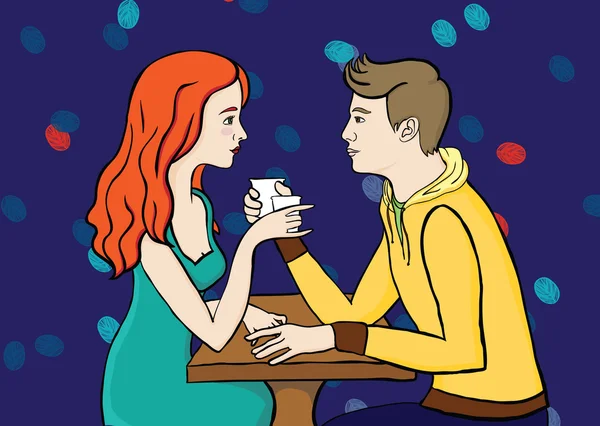 Paar in caffee — Stockvector