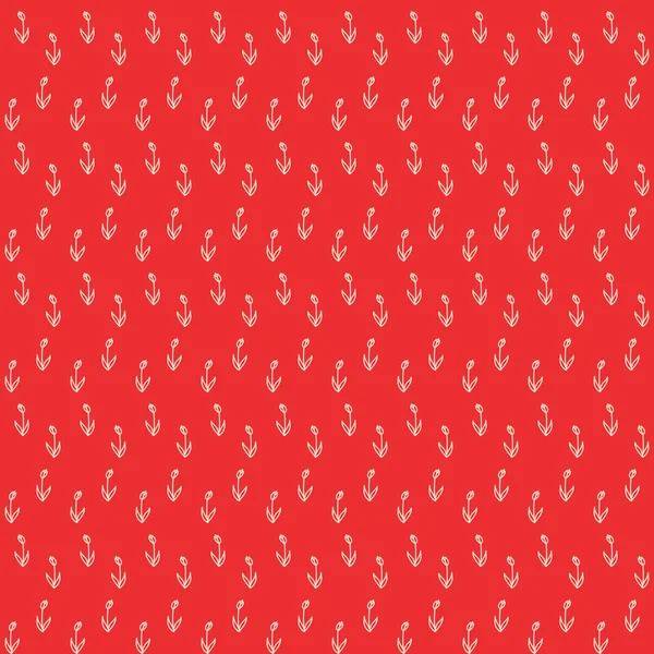 Motif vectoriel de petites tulipes blanches sur champ rouge — Image vectorielle