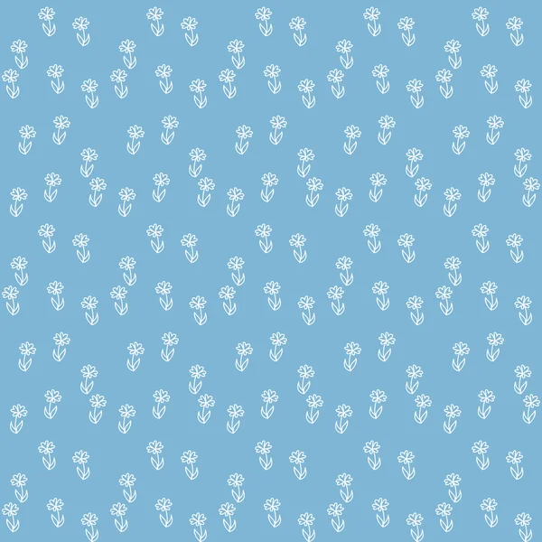 Vector seamless pattern, little flowers on blue — Stock Vector