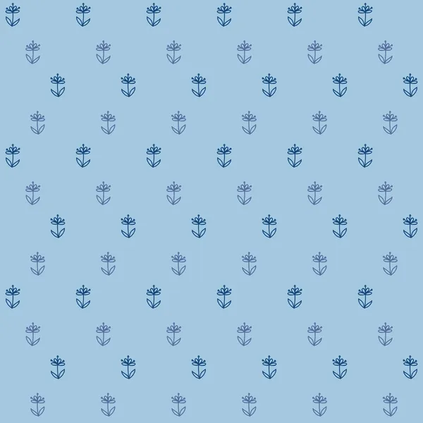 Vector seamless pattern, little flowers on blue — Stock Vector