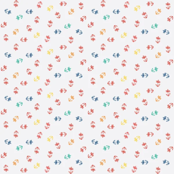 Vector pattern, little colorful flowers on white — Stock Vector