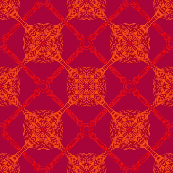 Motif rouge fluo avec motifs Renaissance — Image vectorielle