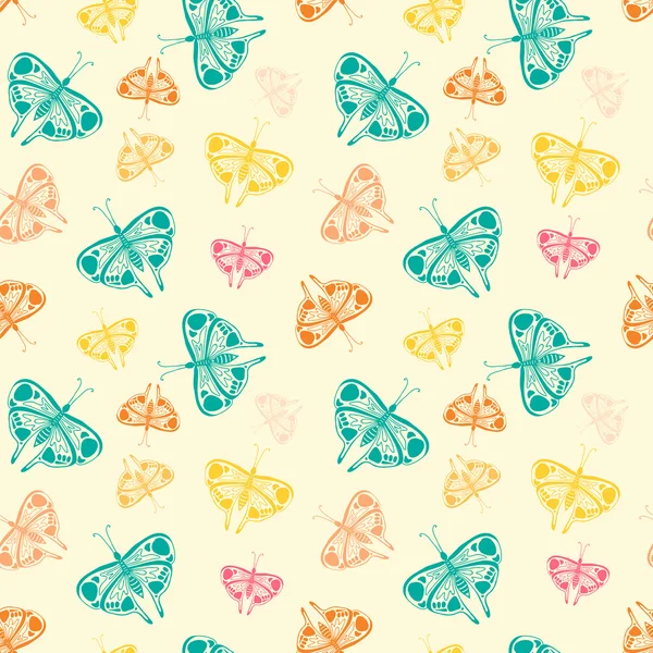 Patrón con mariposas de tamaño y color aleatorios — Archivo Imágenes Vectoriales