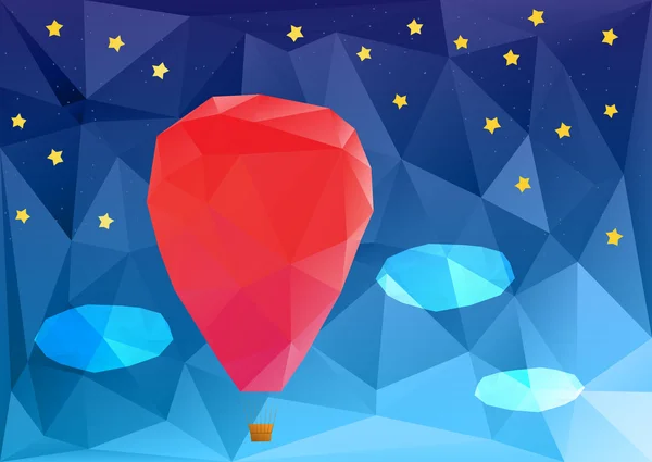 Ballon por la noche, ilustración poplygonal vector — Vector de stock