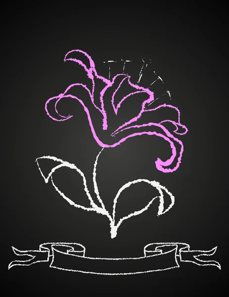 Chalk flower on blackboard — Stock Vector