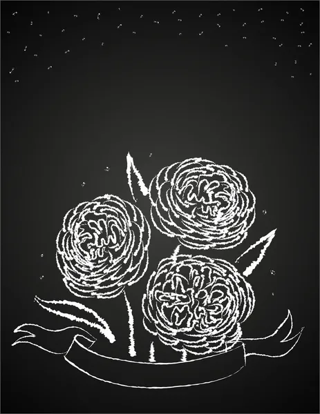 Krita blommor på svart tavla — Stock vektor