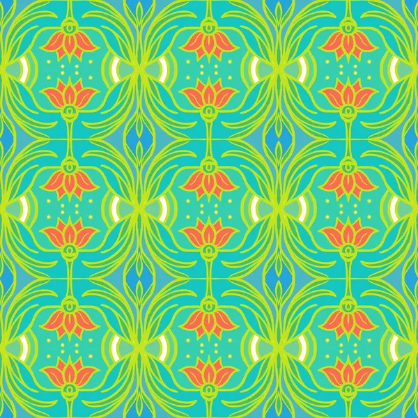 Pattern with flowers in tropical colors — Stock Vector