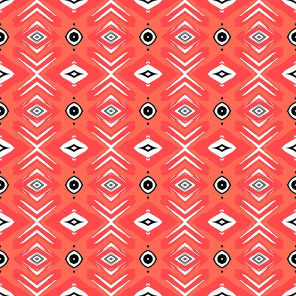 Hipster pattern with geometric forms in coral red — Stock Vector