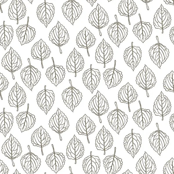 Elegante motivo con foglie disegnate in linee sottili — Vettoriale Stock