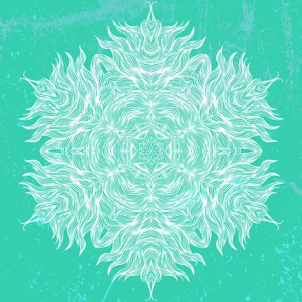 Mandala design em branco sobre aqua verde — Vetor de Stock