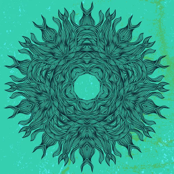 Mandala-Design in Schwarz auf Aqua-Grün — Stockvektor