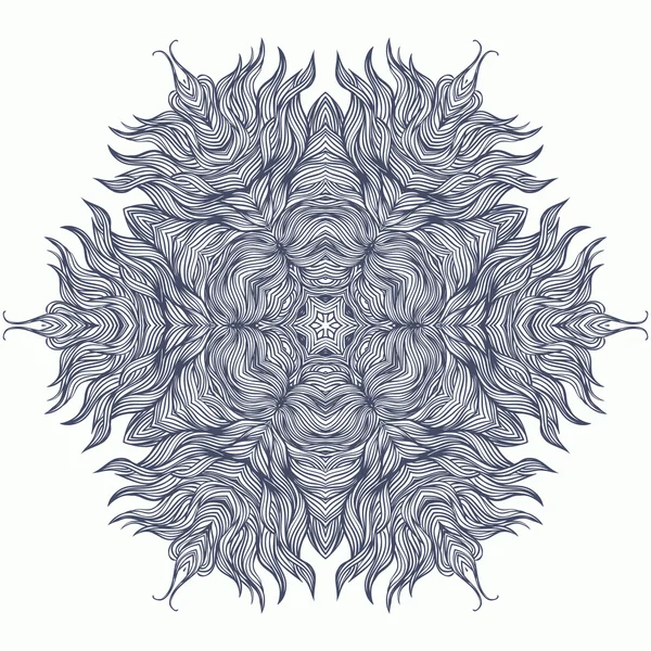 Diseño de mandala o copo de nieve en azul oscuro — Vector de stock