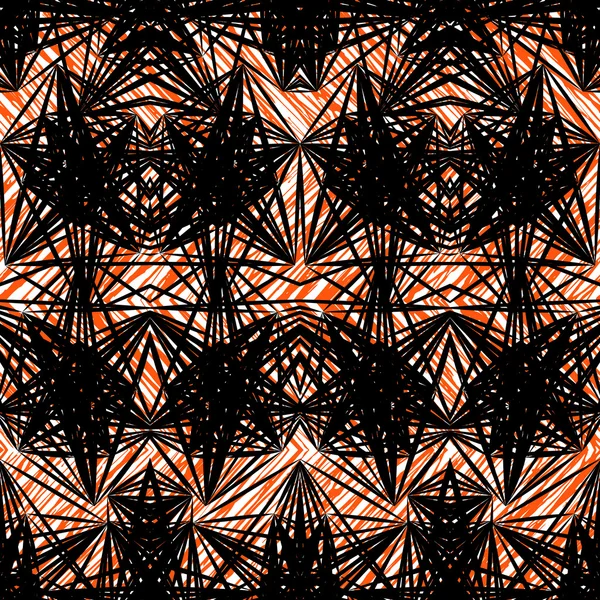 Ručně tažené geometrický vzor s černými linkami — Stockový vektor