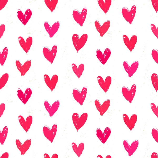 Velentine's day pattern with hand painted hearts. — Stock Vector