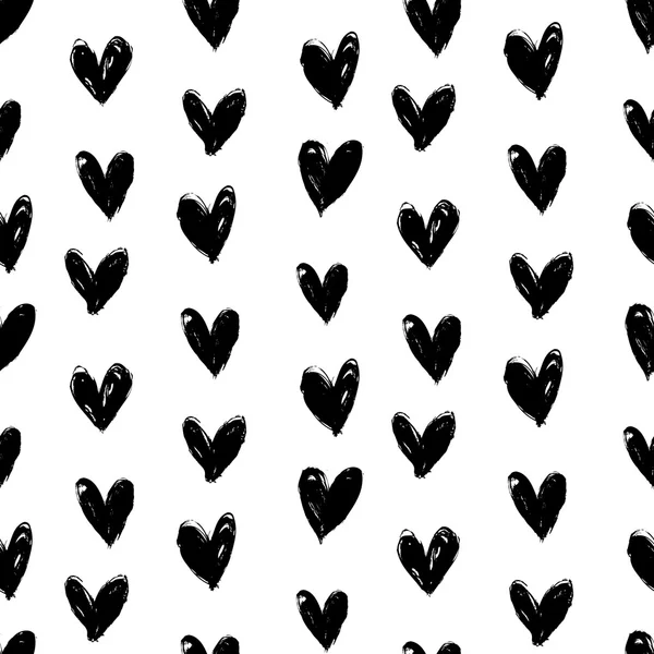 Velentine's day pattern with hand painted hearts. — Stock Vector