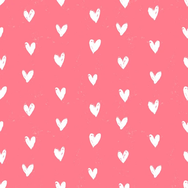 Velentine's day pattern with hand painted hearts. — Stock Vector