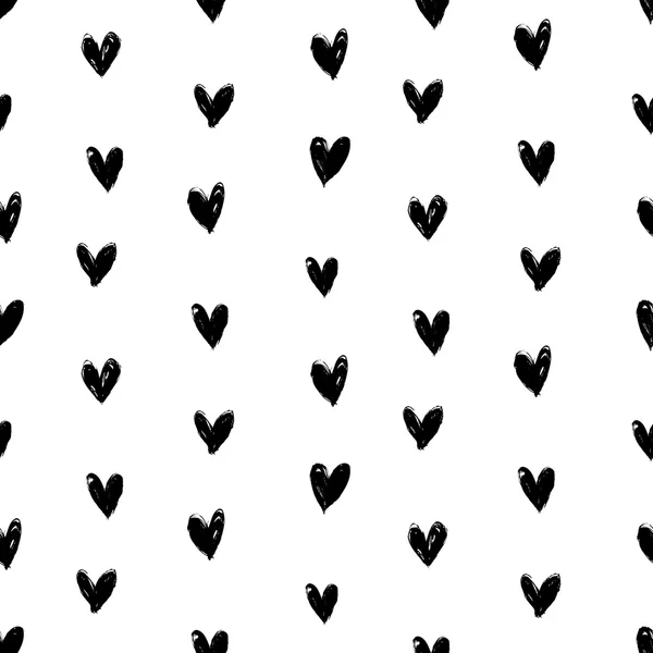 Velentine's day pattern with hand painted hearts. — Stock Vector