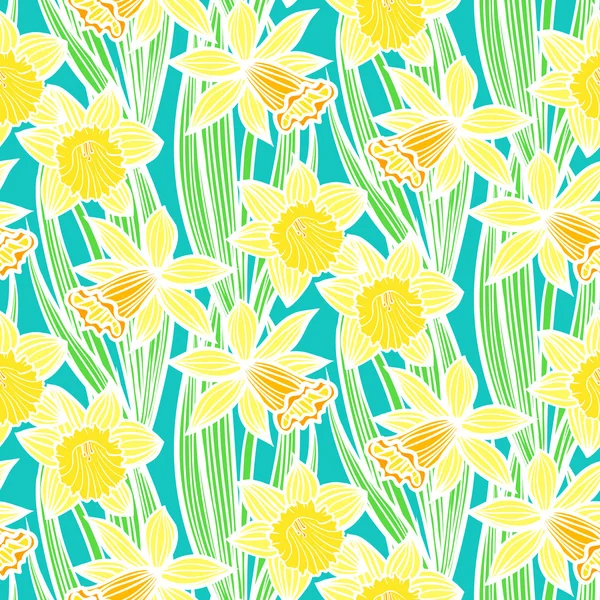 Vintage pattern with daffodils or narcissus. Royalty Free Stock Illustrations