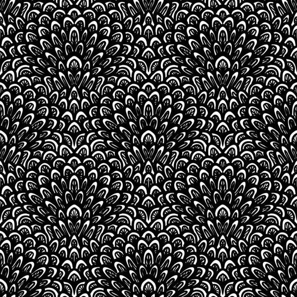 Motif floral vectoriel art déco en noir et blanc . — Image vectorielle