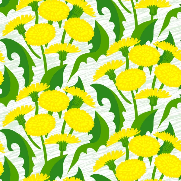 Vector seamless floral pattern with dandelions — Stock Vector