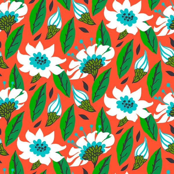 Διάνυσμα άνευ ραφής λουλουδάτο μοτίβο με λουλούδια μαργαρίτα — Διανυσματικό Αρχείο