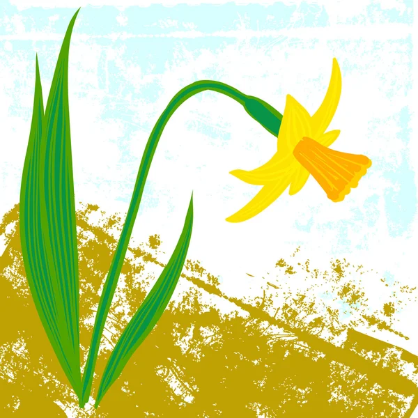 Vector card with one daffodil — Stock Vector
