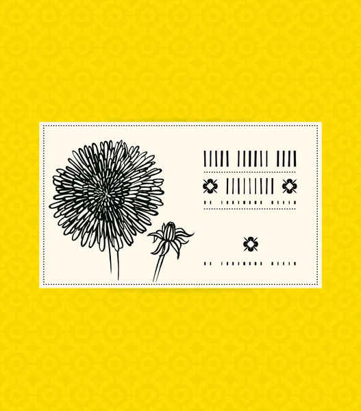 Tarjeta vectorial con diente de león sobre amarillo ornamental — Vector de stock